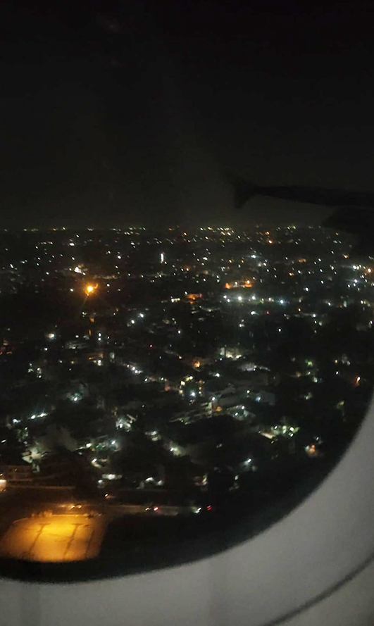 Night view of Karachi from the plane window