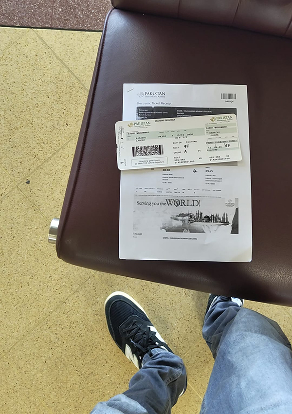 Boarding pass to Karachi — October 2025