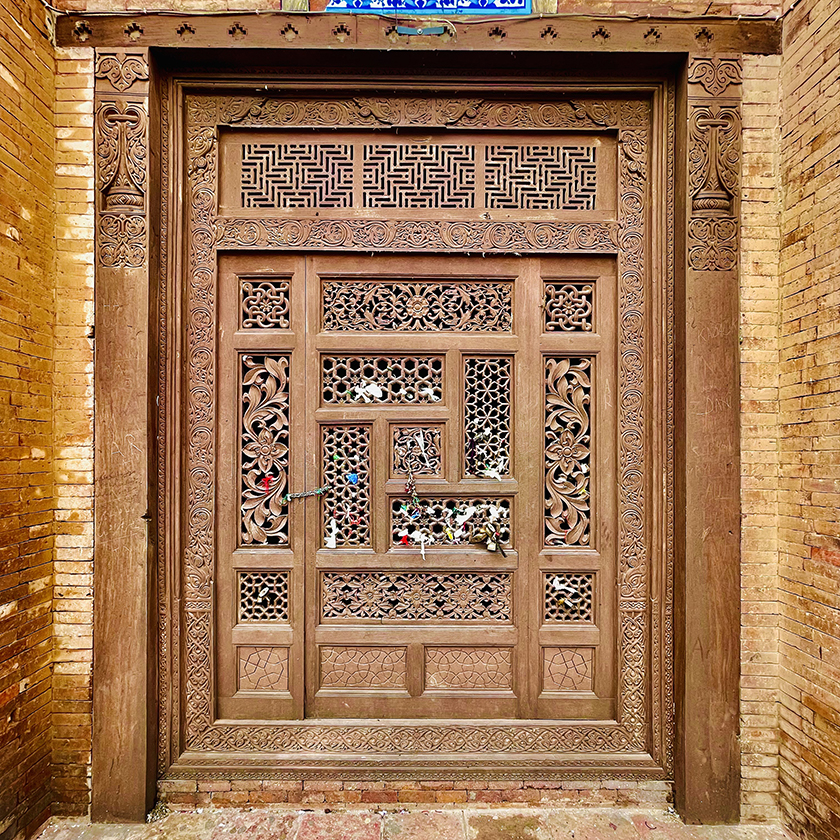 Carved wooden door